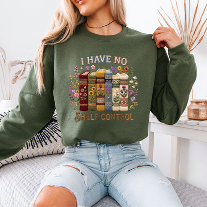 📚🌸 “No Shelf Control” Book Lover Floral Organic Cotton Sweatshirt✨