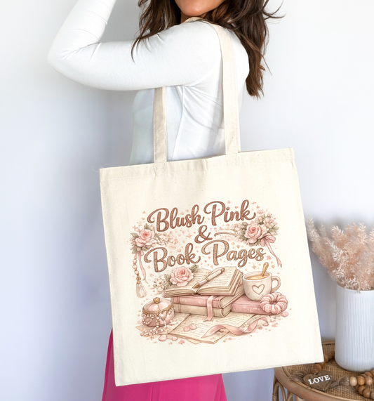 🌸 Blush Pink Book Tote
