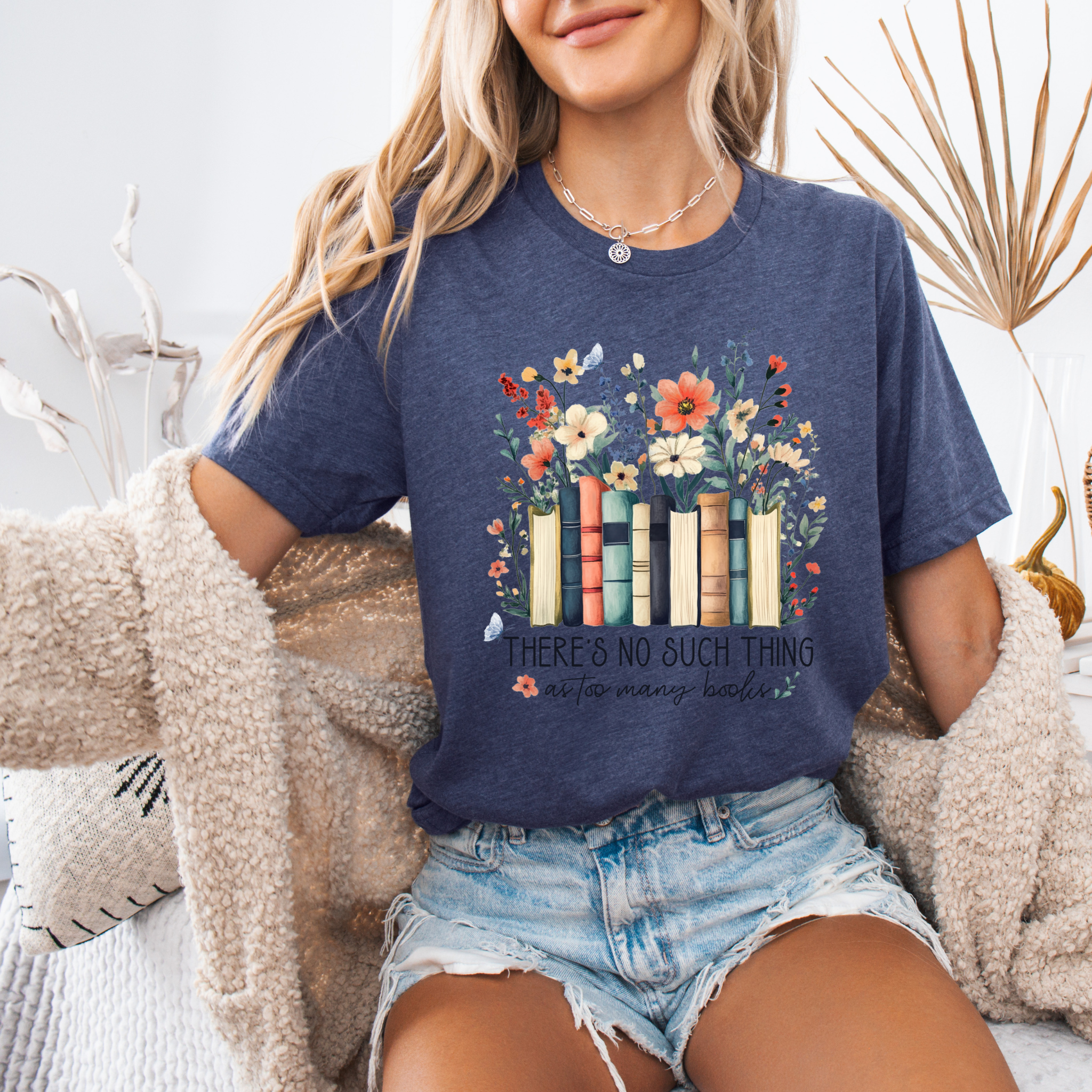 Blossoms and Books  T-shirt 100% Organic Cotton