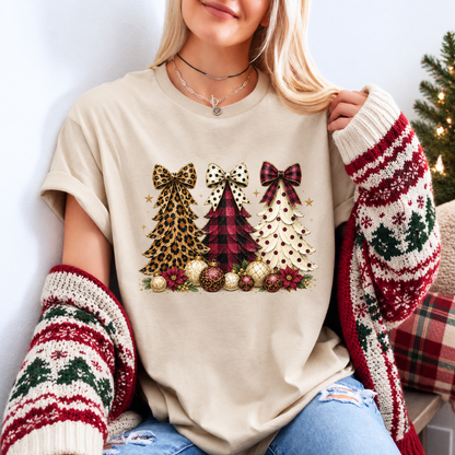Wild & Bow-tiful Christmas Trees 🎄🎀 Organic Cotton Christmas T-Shirt