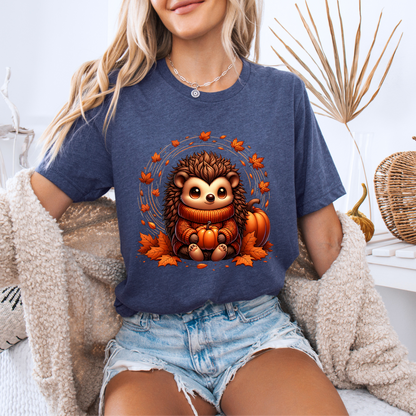 🧡 Autumn Vibes Hedgehog Tee 🍁🎃☕ 100% Organic cotton
