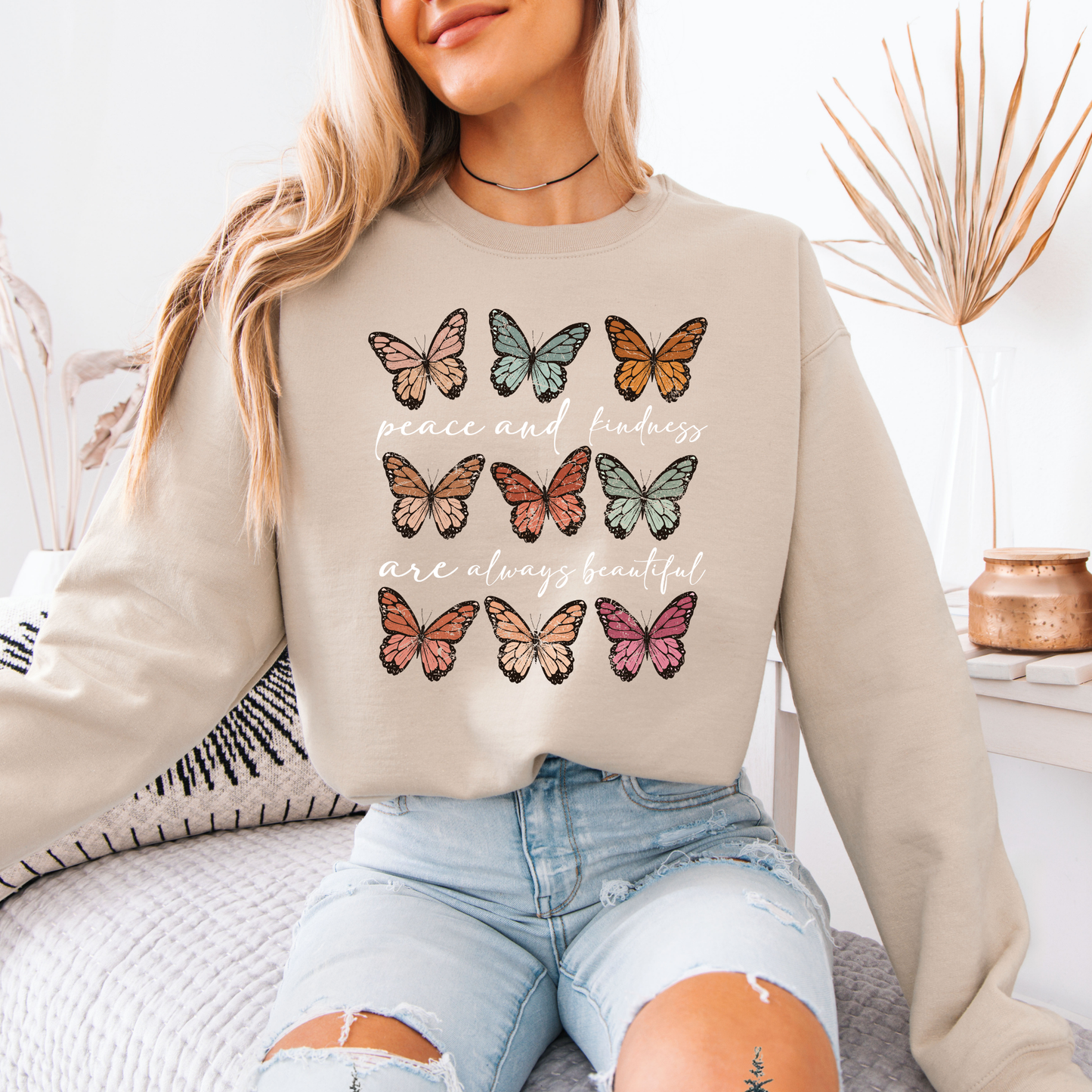 Peace & Kindness Butterfly Graphic Sweatshirt 🦋✨