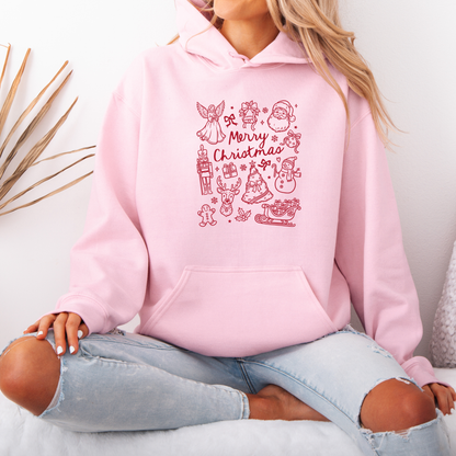 🎄 Christmas Doodles 🖊️ Luxuriously Thick Hoodie