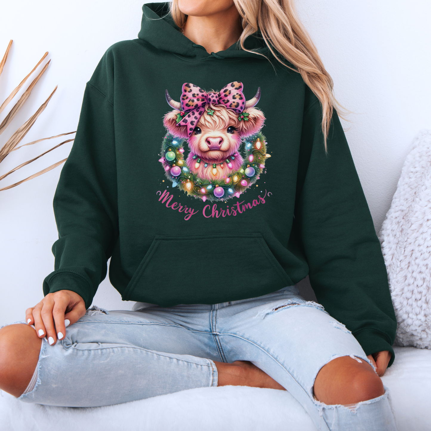 🎀🐮 Coquette Highland Cow 🐮🎀 Luxuriously Thick Hoodie