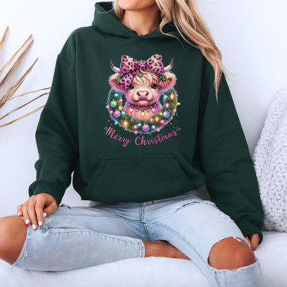 🎀🐮 Coquette Highland Cow 🐮🎀 Luxuriously Thick Hoodie