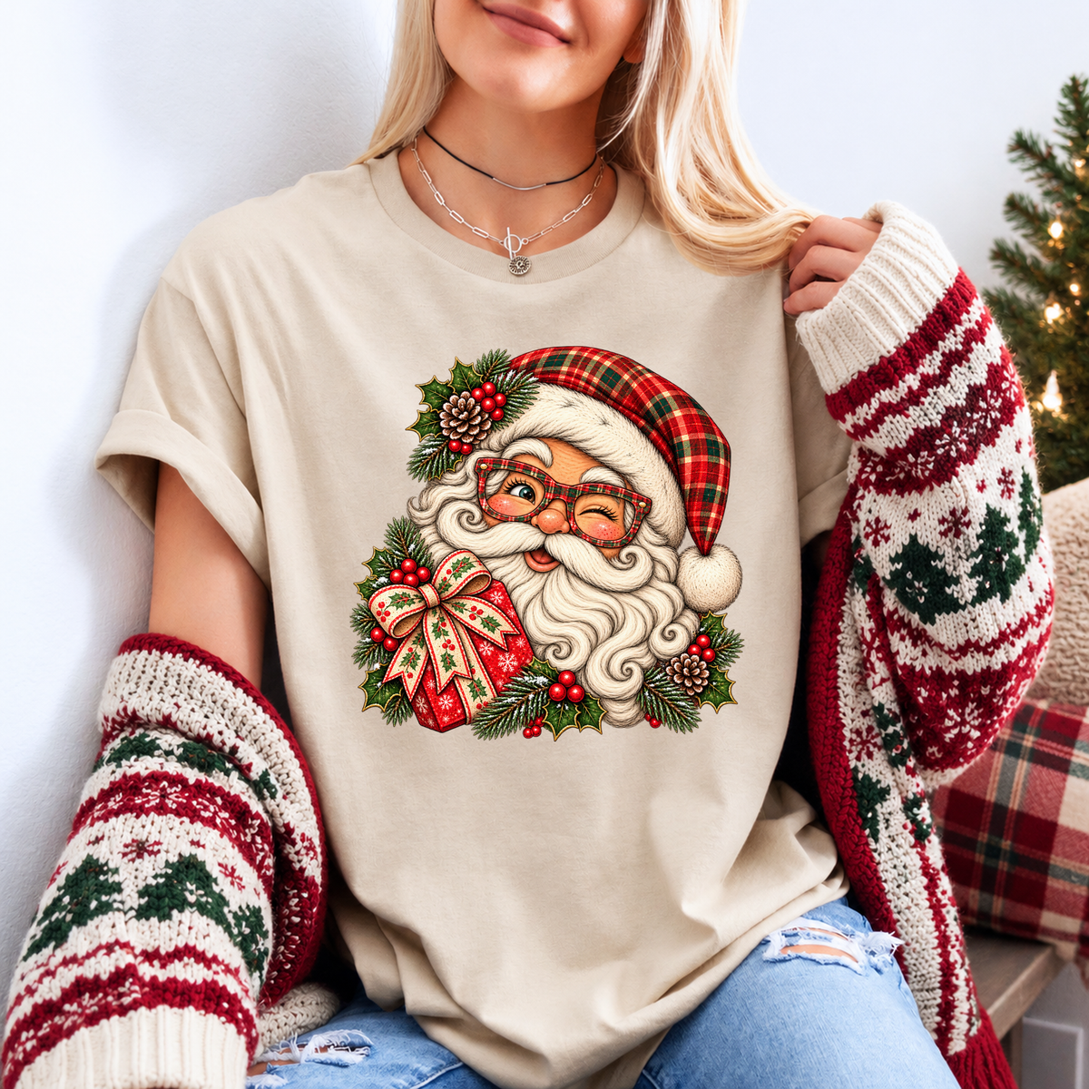 Santa's Merry Little Wink 🎅🎄✨ Organic Cotton Christmas T-Shirt