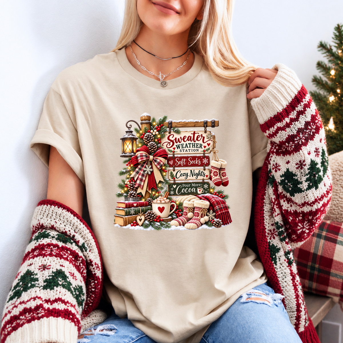 The Cosy Christmas Corner 🎄☕❤️ Organic Cotton Christmas T-Shirt