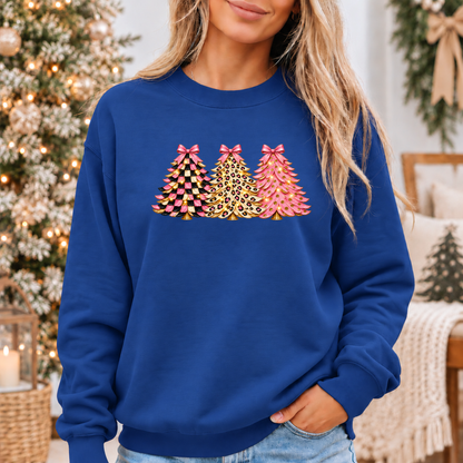 Pink, Wild & Bow-tiful Christmas Trees 🎀🎄✨ Cosy Christmas Sweatshirt