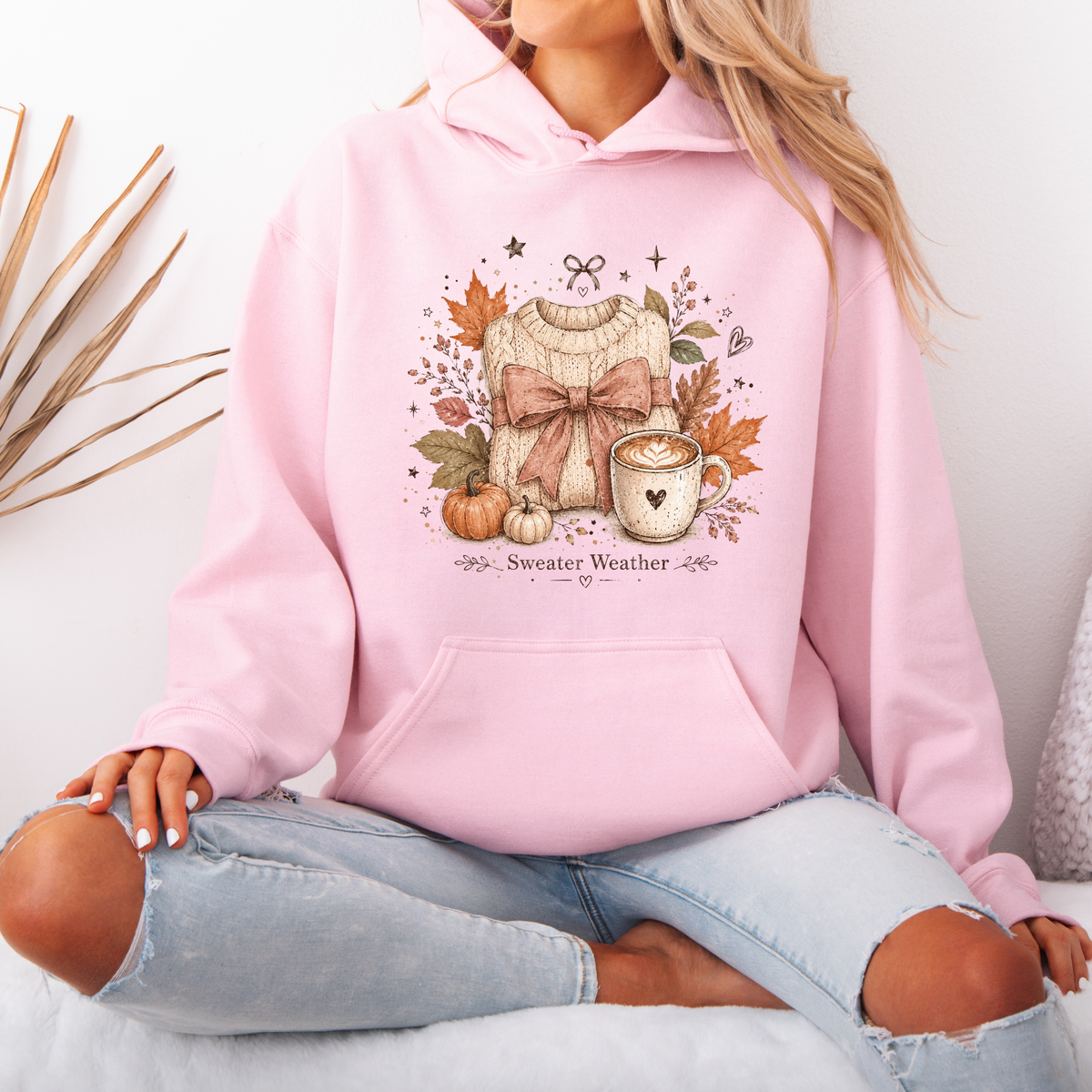 🍂🎀 Sweater Weather Bow Premium Hoodie 🧶✨