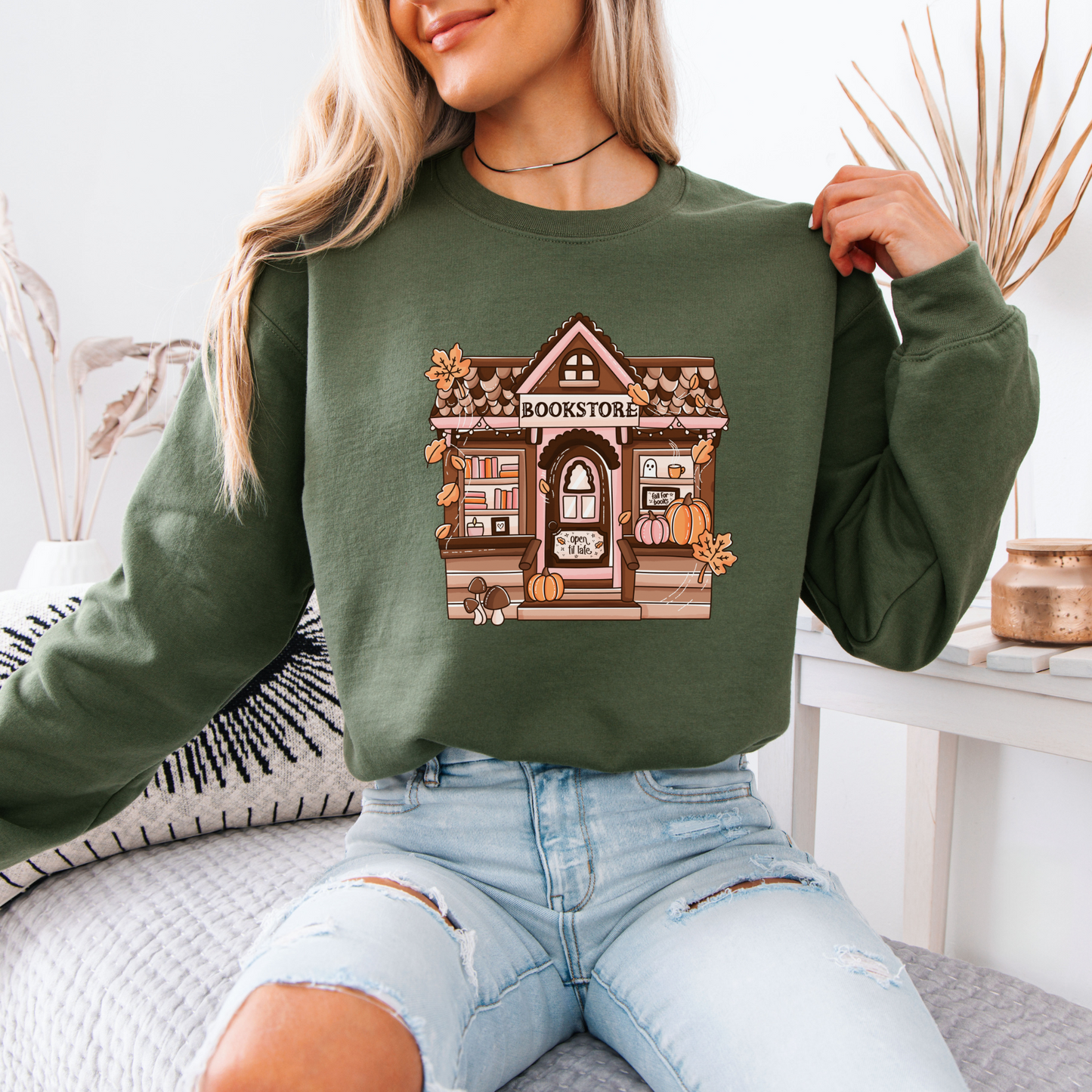 Fall Bookstore Organic Cotton Crewneck Sweatshirt