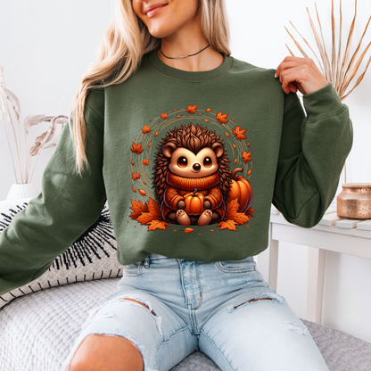 🎃🦔 Cute Cozy Hedgehog Fall 🍂Cotton Sweatshirt