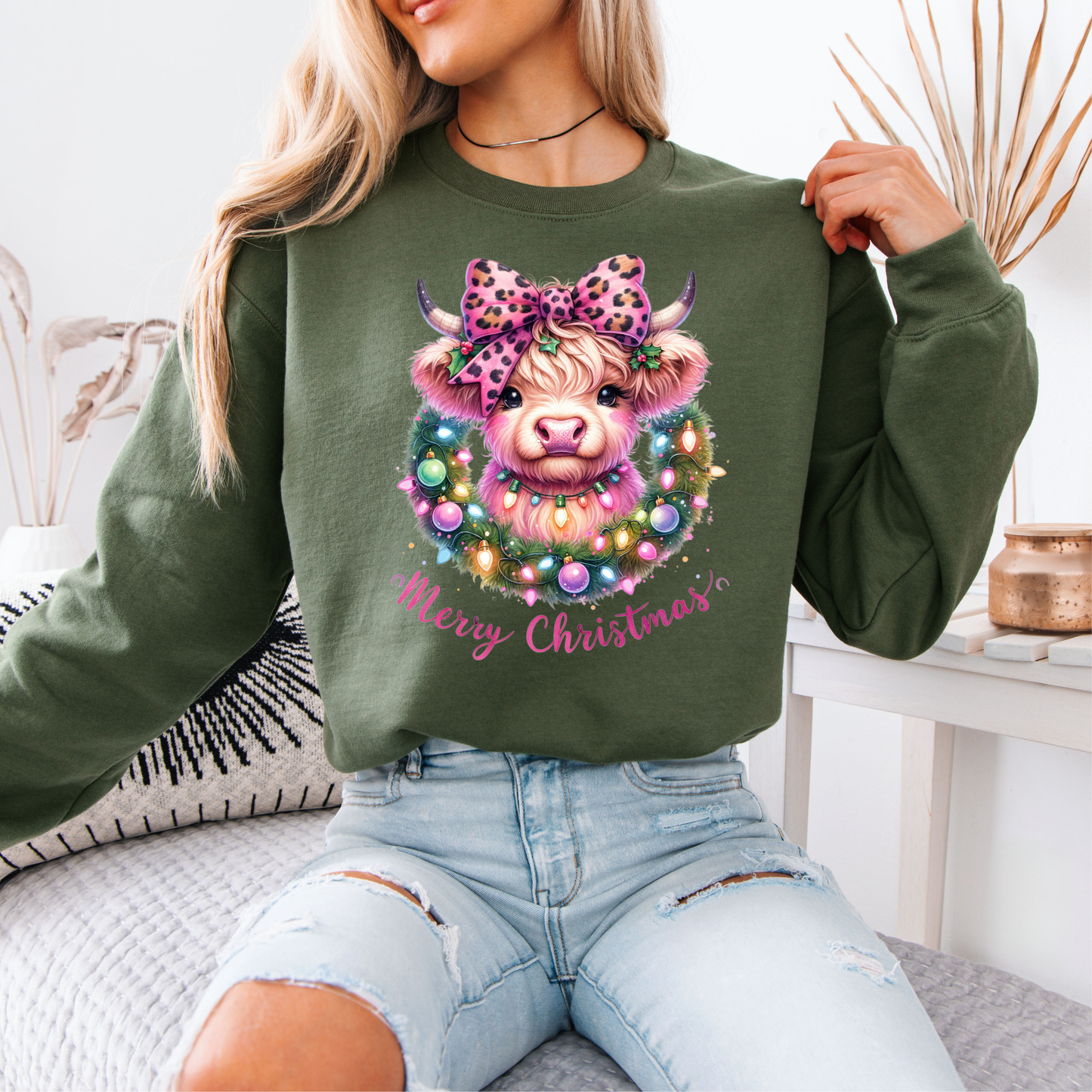 🎀🐮 Coquette Highland Cow 🐮🎀 Organic Cotton Sweatshirt