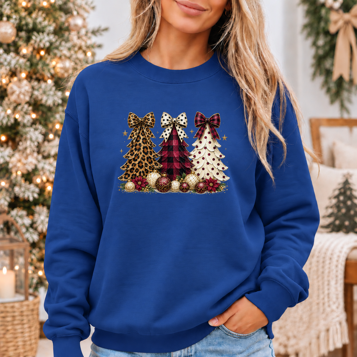 Christmas Trees & Pretty Bows 🎄🎀✨ Cosy Christmas Sweatshirt
