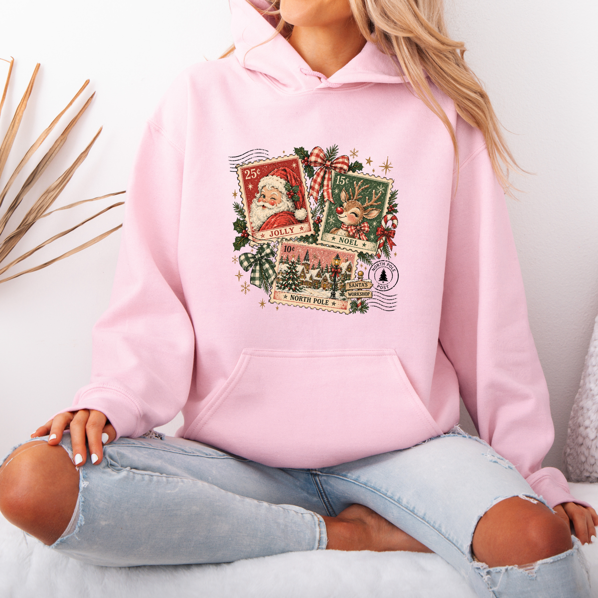 Vintage North Pole Post 🎅🏻🎄  Premium Christmas Hoodie