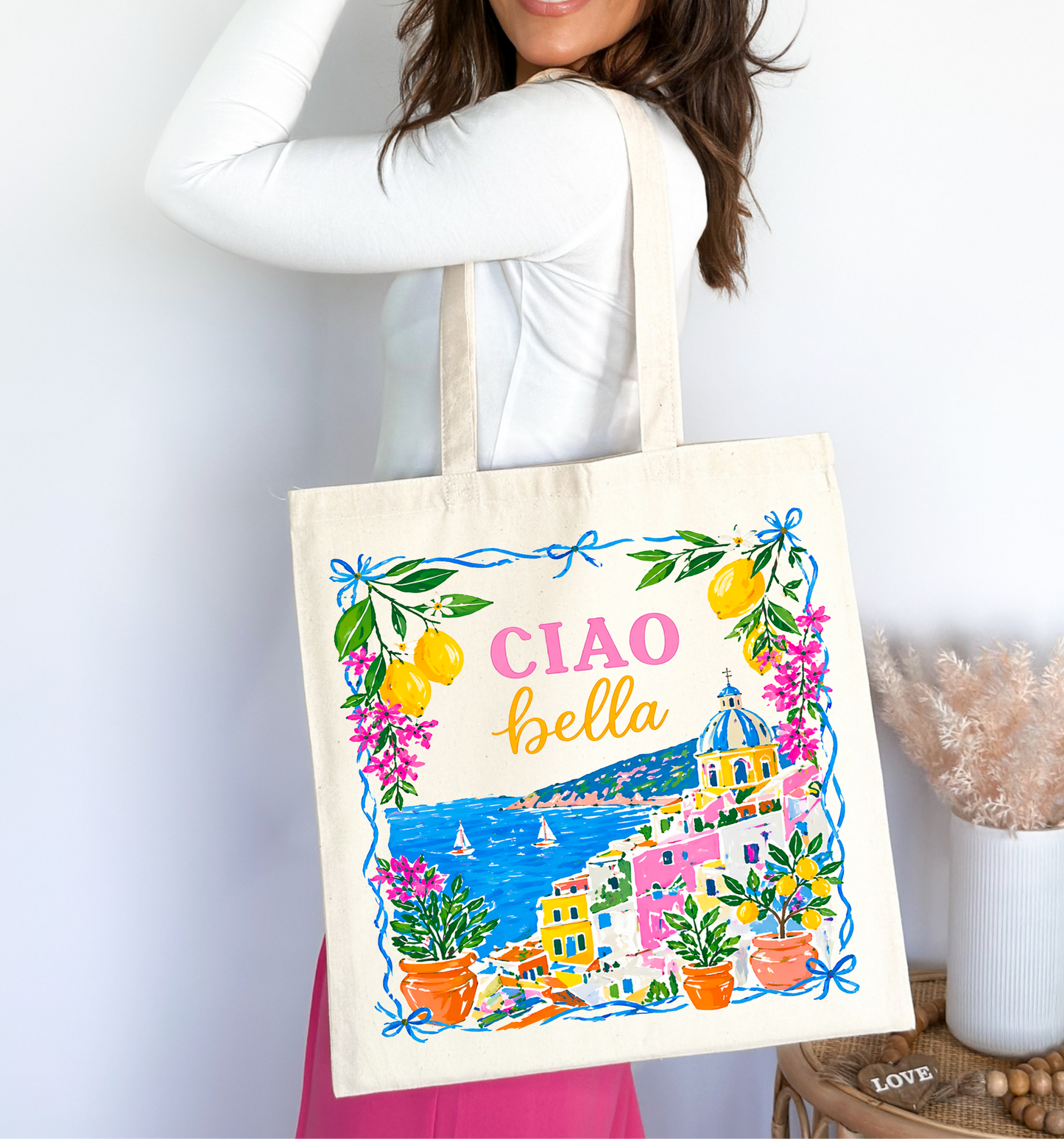 🍋🌊  Ciao Bella Italian Summer Tote Bag ✨🍋🌸