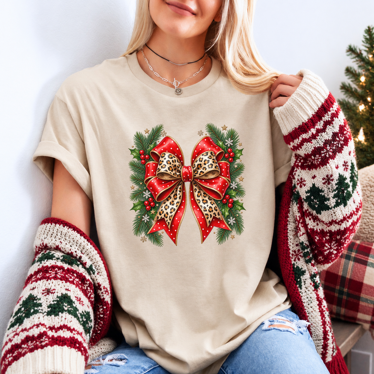 Wildly Merry Christmas Bow 🎀🎄✨ Organic Cotton Christmas T-Shirt