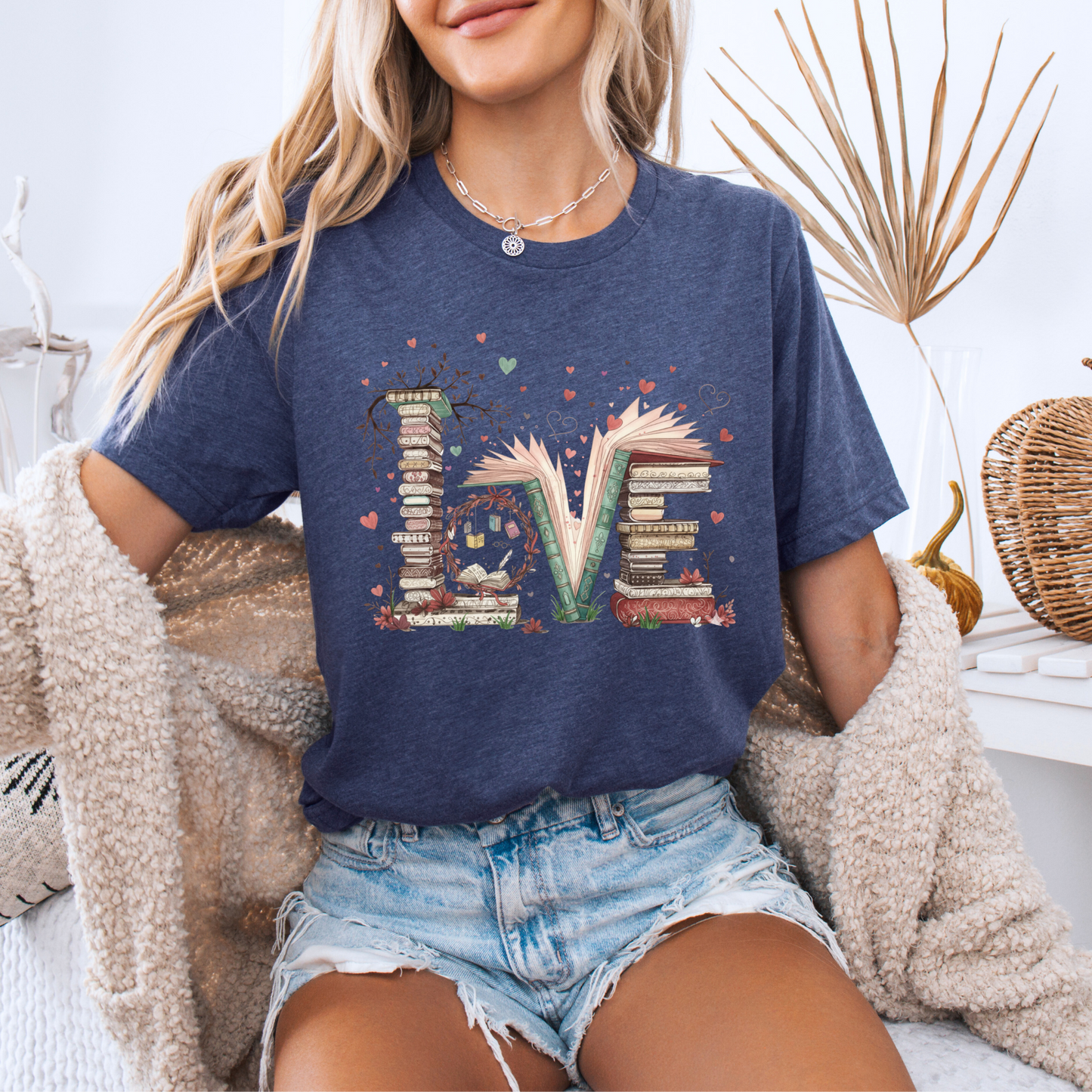 Literary Love Book Stack T-Shirt ✨