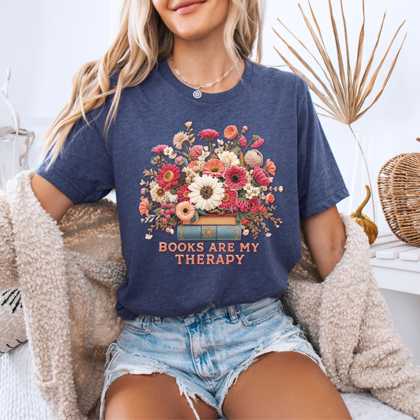 Books Are My Therapy📚🌸 t-shirt 100% Organic Cotton