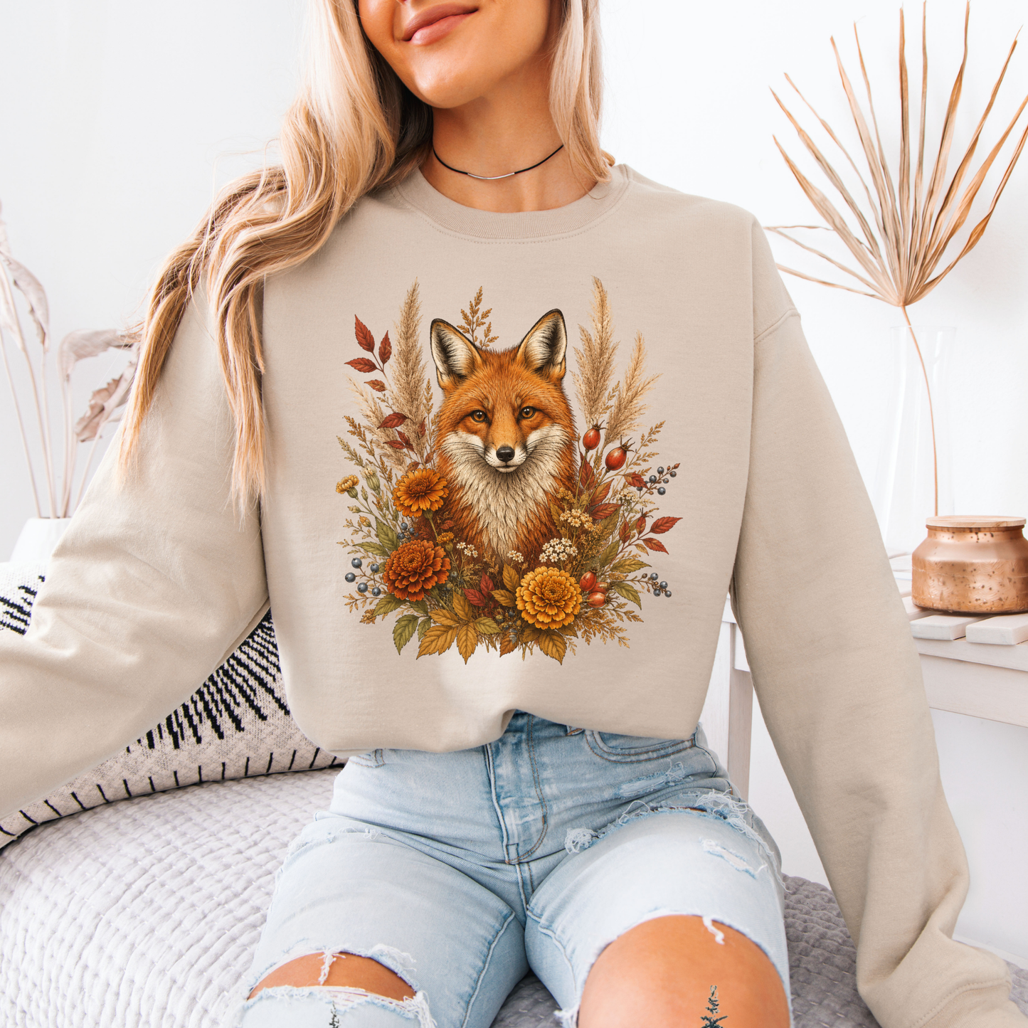 Autumn Fox and Wildflowers Sweatshirt 🦊🍂
