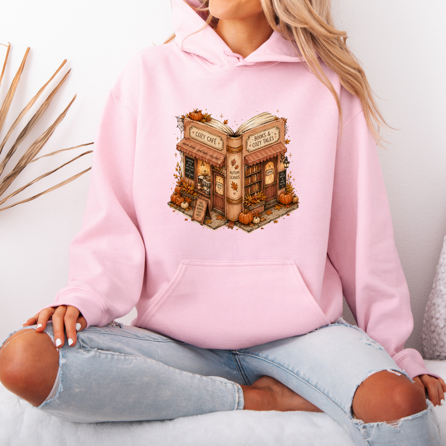 📚🍂 Cozy Café & Books Autumn Hoodie ☕🎃