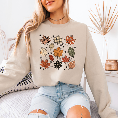 🍂✨ Whimsical Autumn Leaves Sweatshirt 🍁🤎🌿