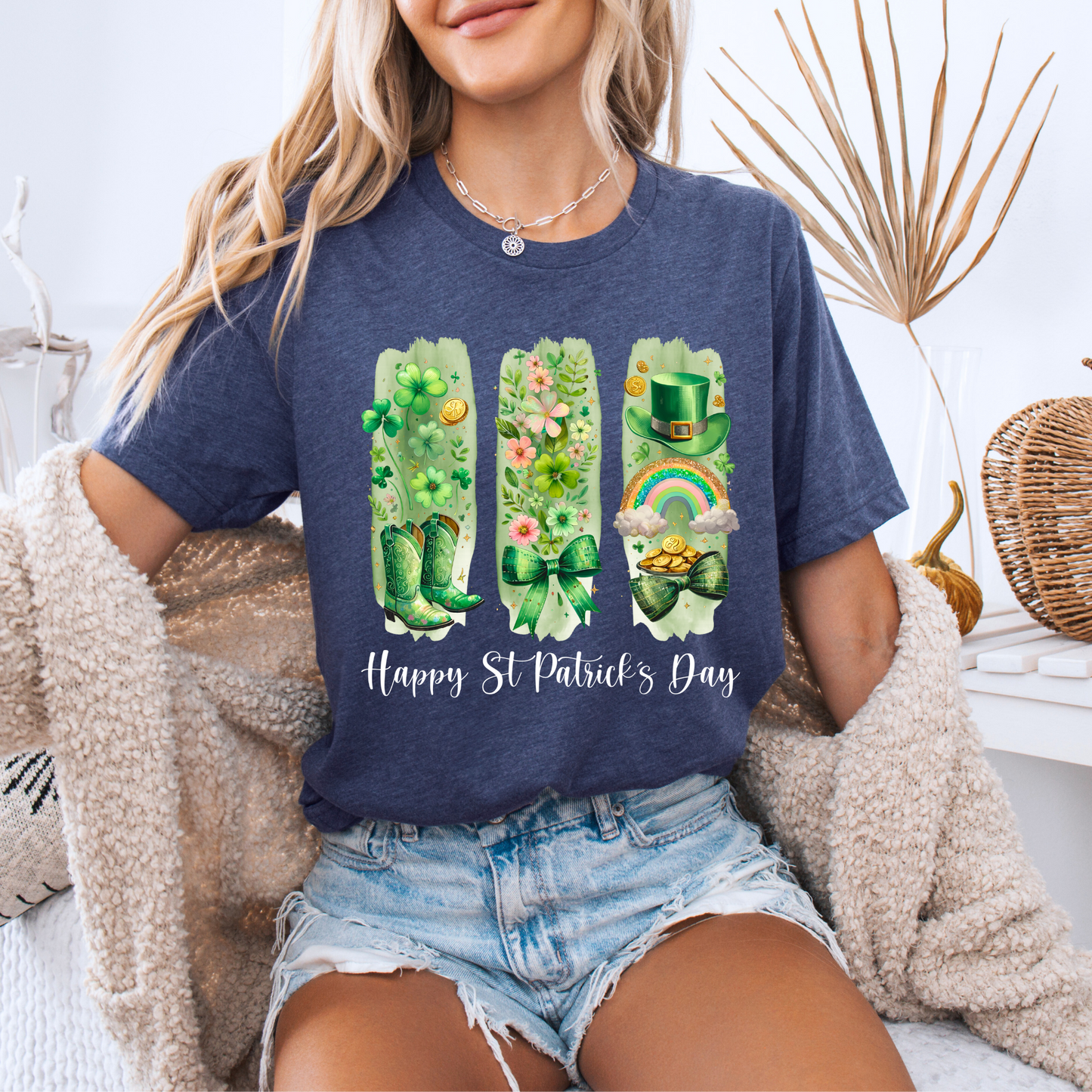 Lucky & Blooming – St. Patrick’s Day Graphic T-shirt 🍀🌈✨