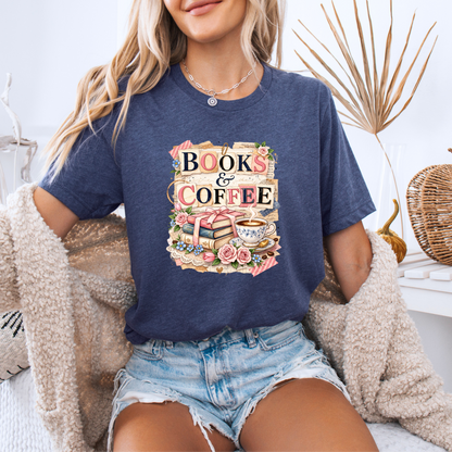 Books & Coffee Lover Graphic T-Shirt 🌸📖