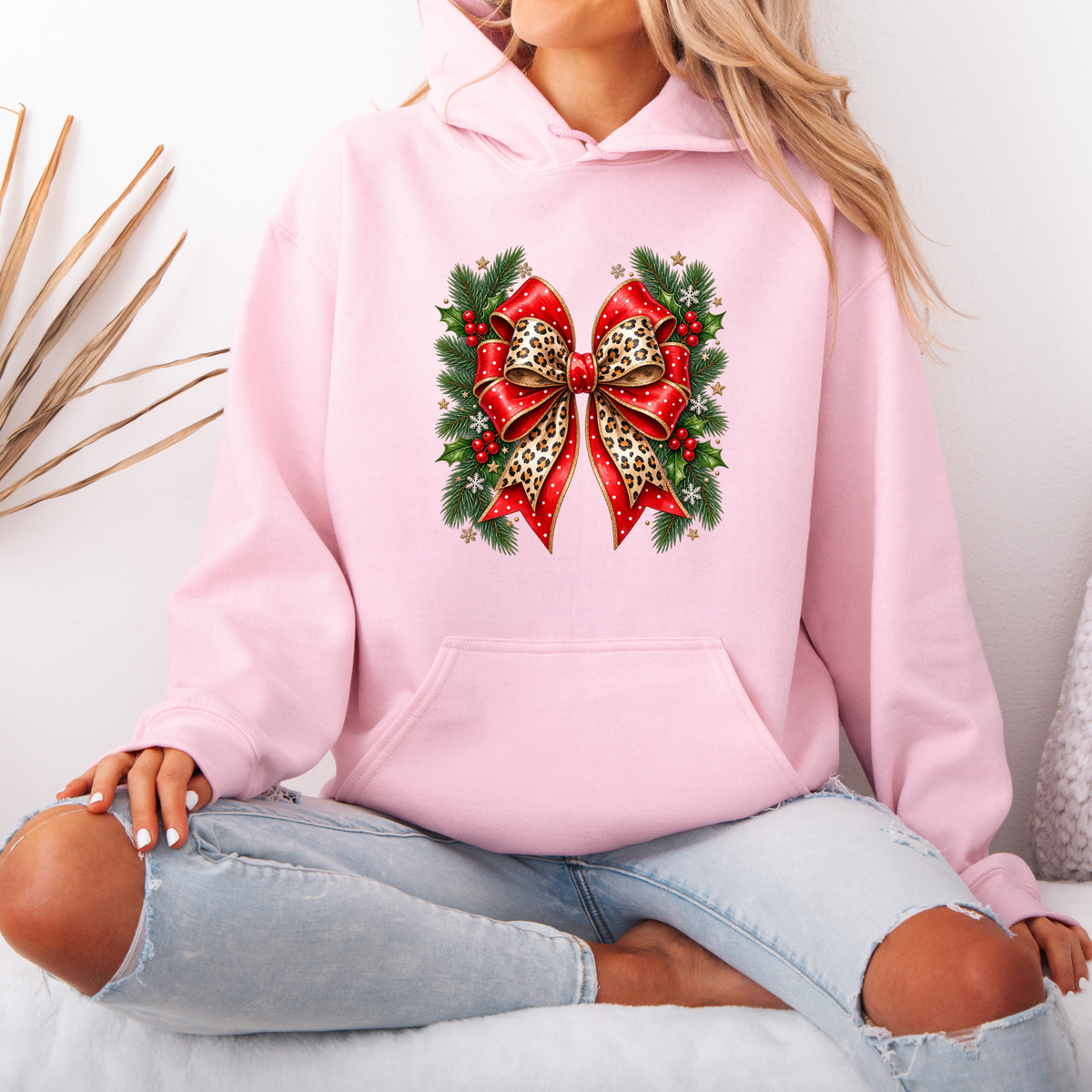 Wildly Merry Christmas Bow 🎀🎄  Premium Christmas Hoodie