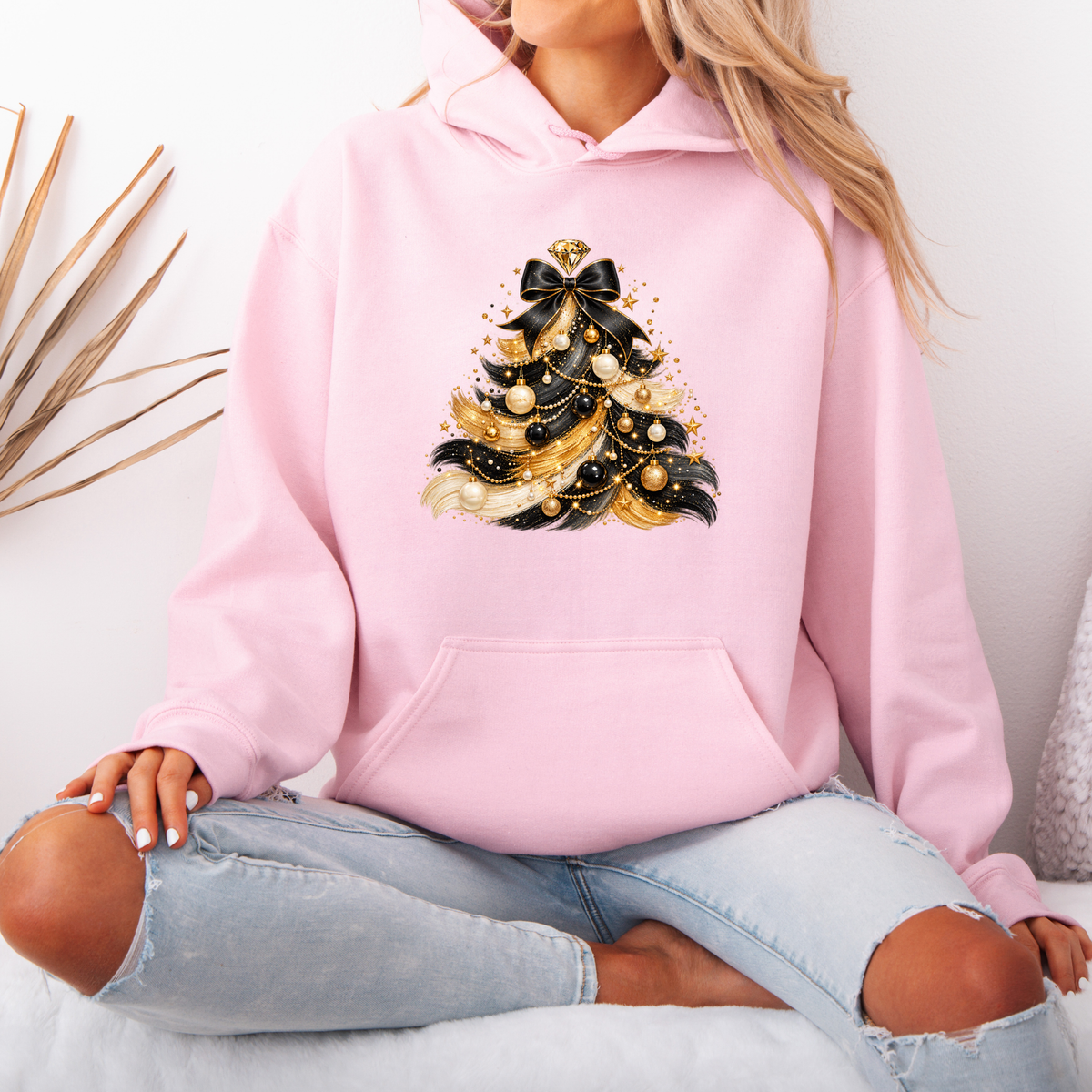 Midnight Glam Christmas Tree ✨🖤  Premium Christmas Hoodie