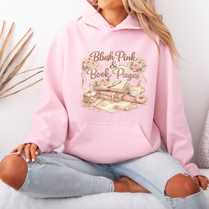 Blush Pink & Book Pages 📚🌸 Luxuriously Thick Hoodie