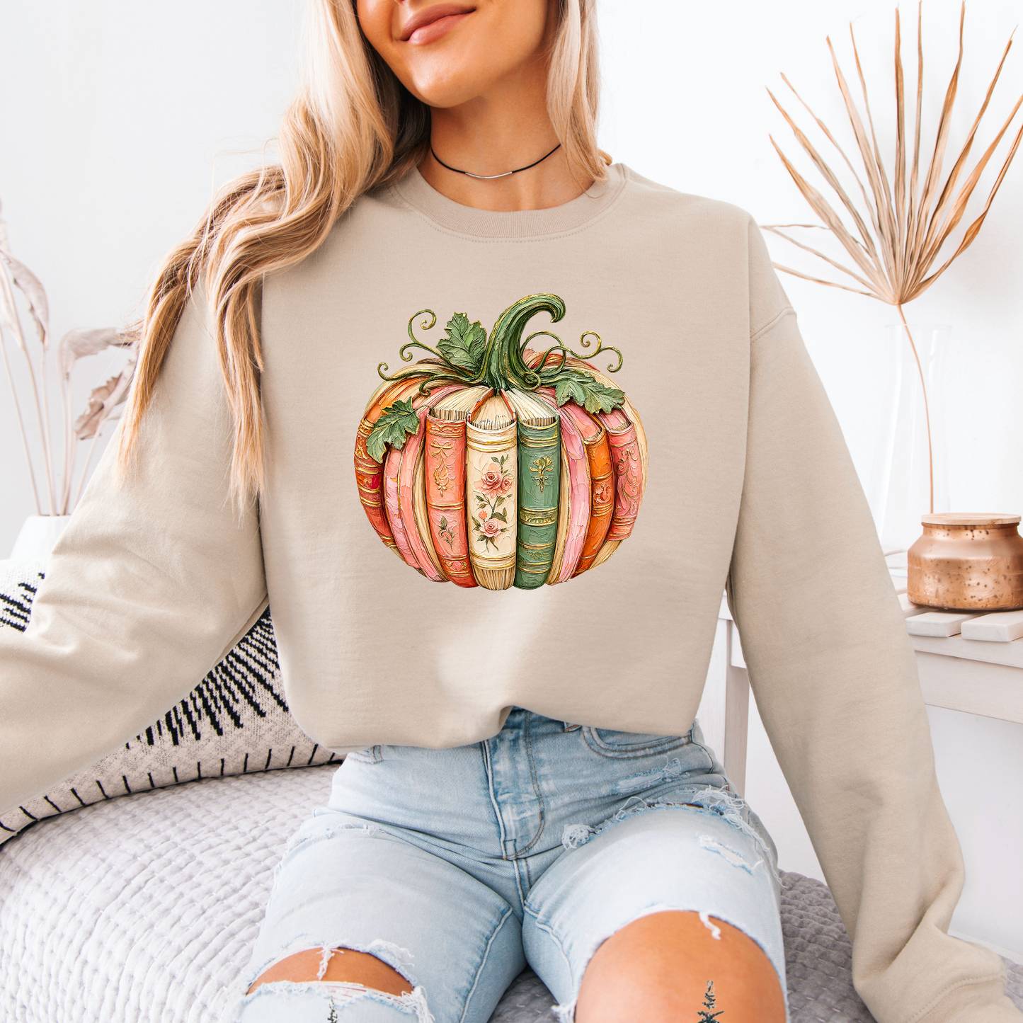 📚 Bookish Pumpkin Autumn Sweatshirt 🎃🌸