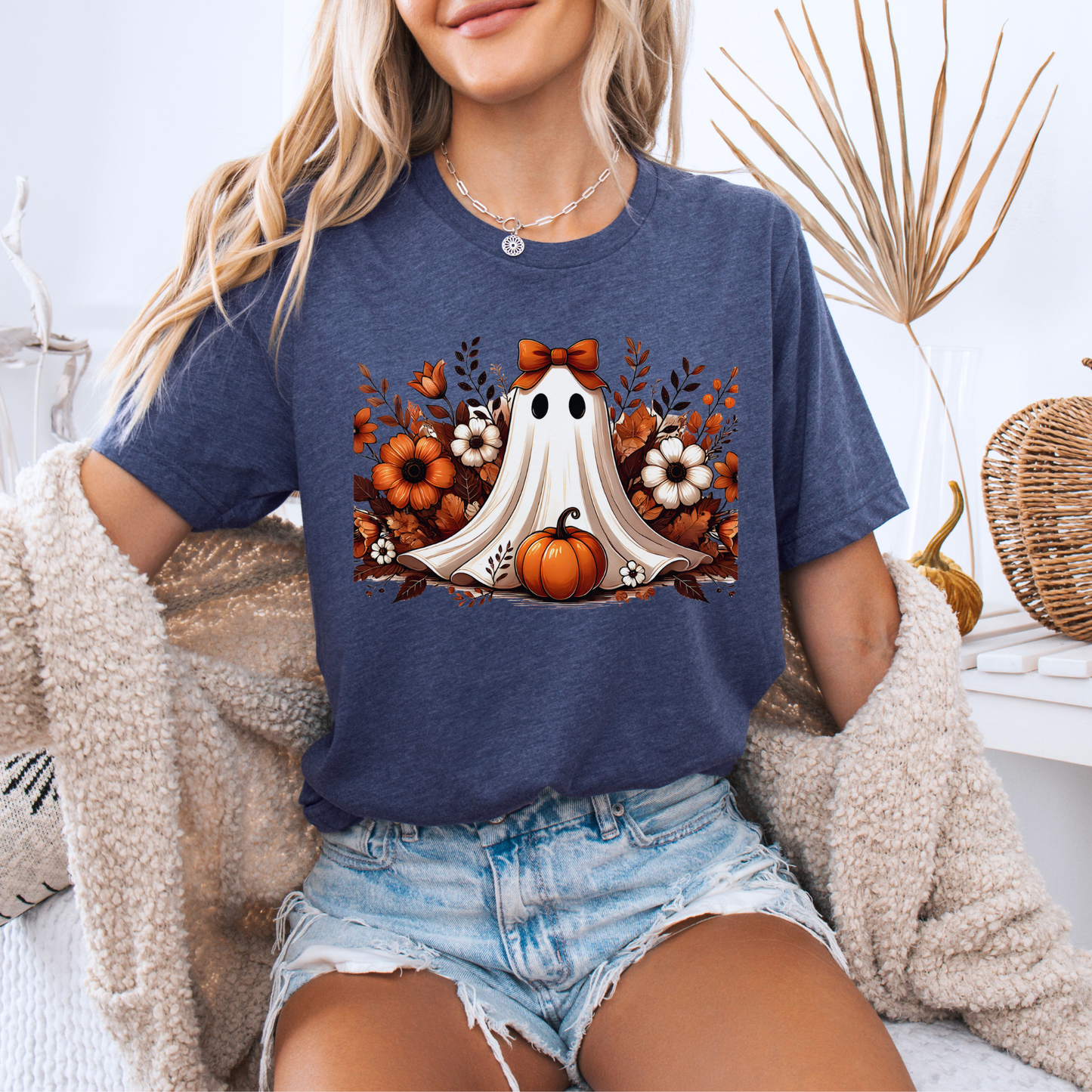 Pumpkin Ghost Bloom - 100% Organic cotton T-shirt