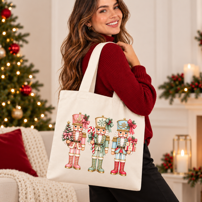 🎀 The Pastel Nutcracker Trio  Christmas Tote Bag