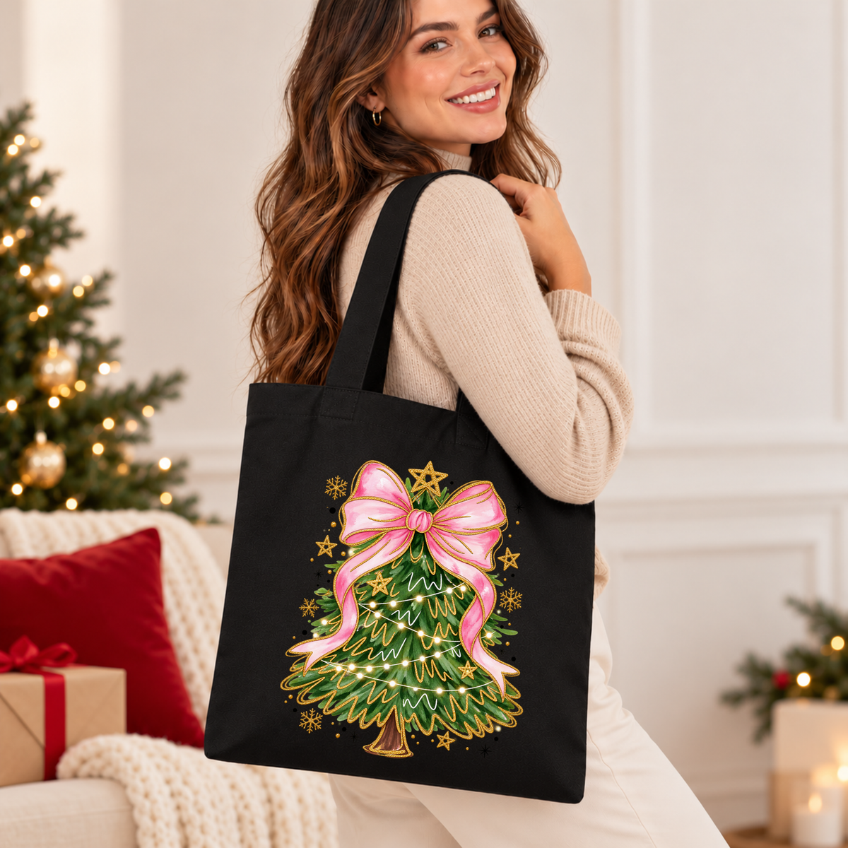 Pretty in Pink Christmas Magic 🎀🎄 Christmas Tote Bag