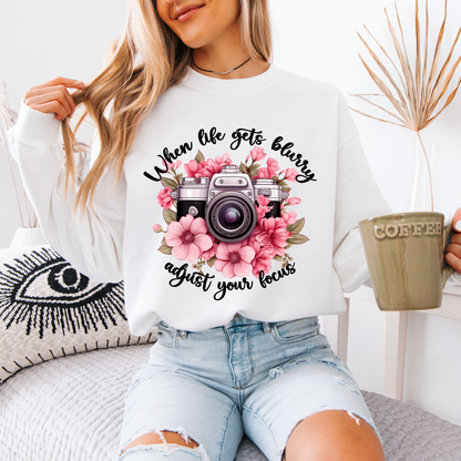 📸 “Adjust Your Focus” Floral Camera Sweatshirt 🌸✨
