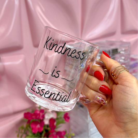 ⸻

✨ Kindness is Essential - 11oz Glass Mug 💖☕