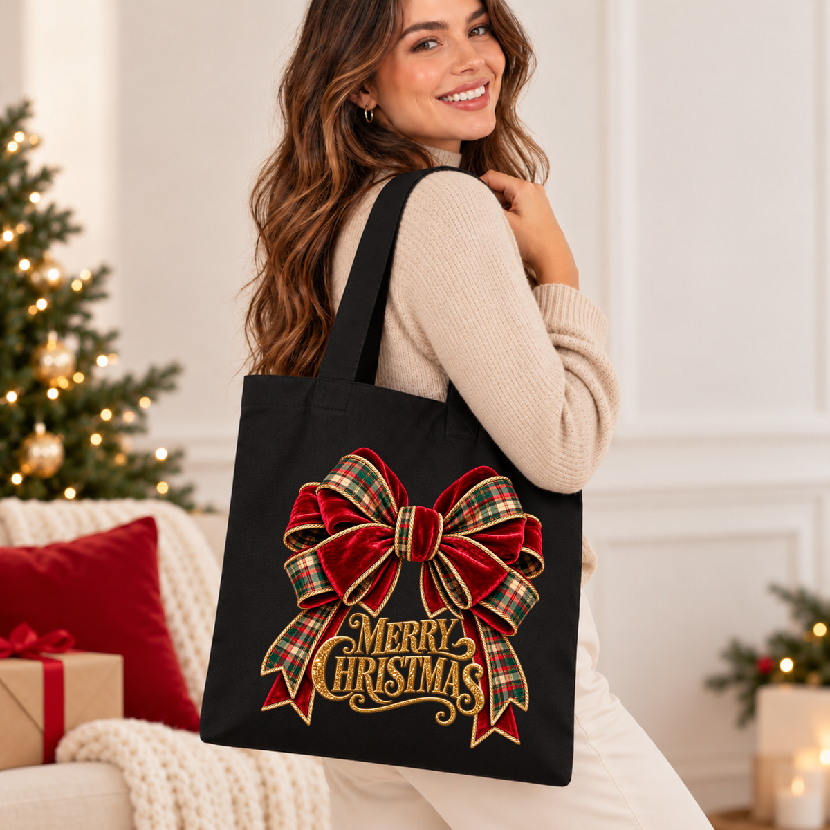 Christmas in Velvet & Tartan 🎀🎄 Christmas Tote Bag