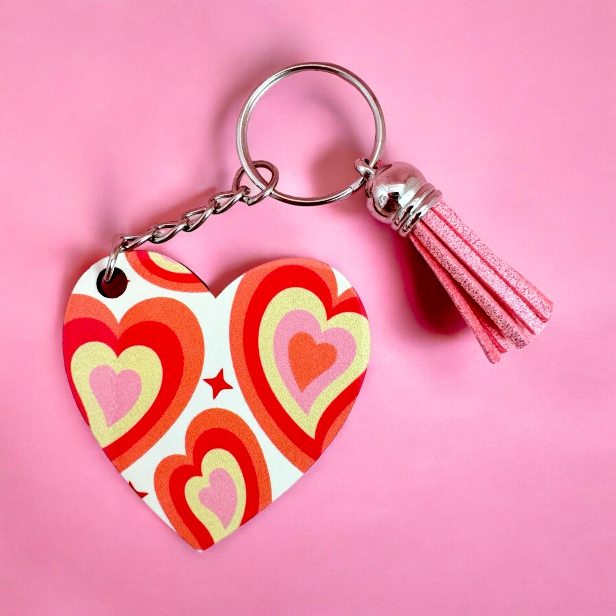 Colourful Heart Keyring with Tassel Charm