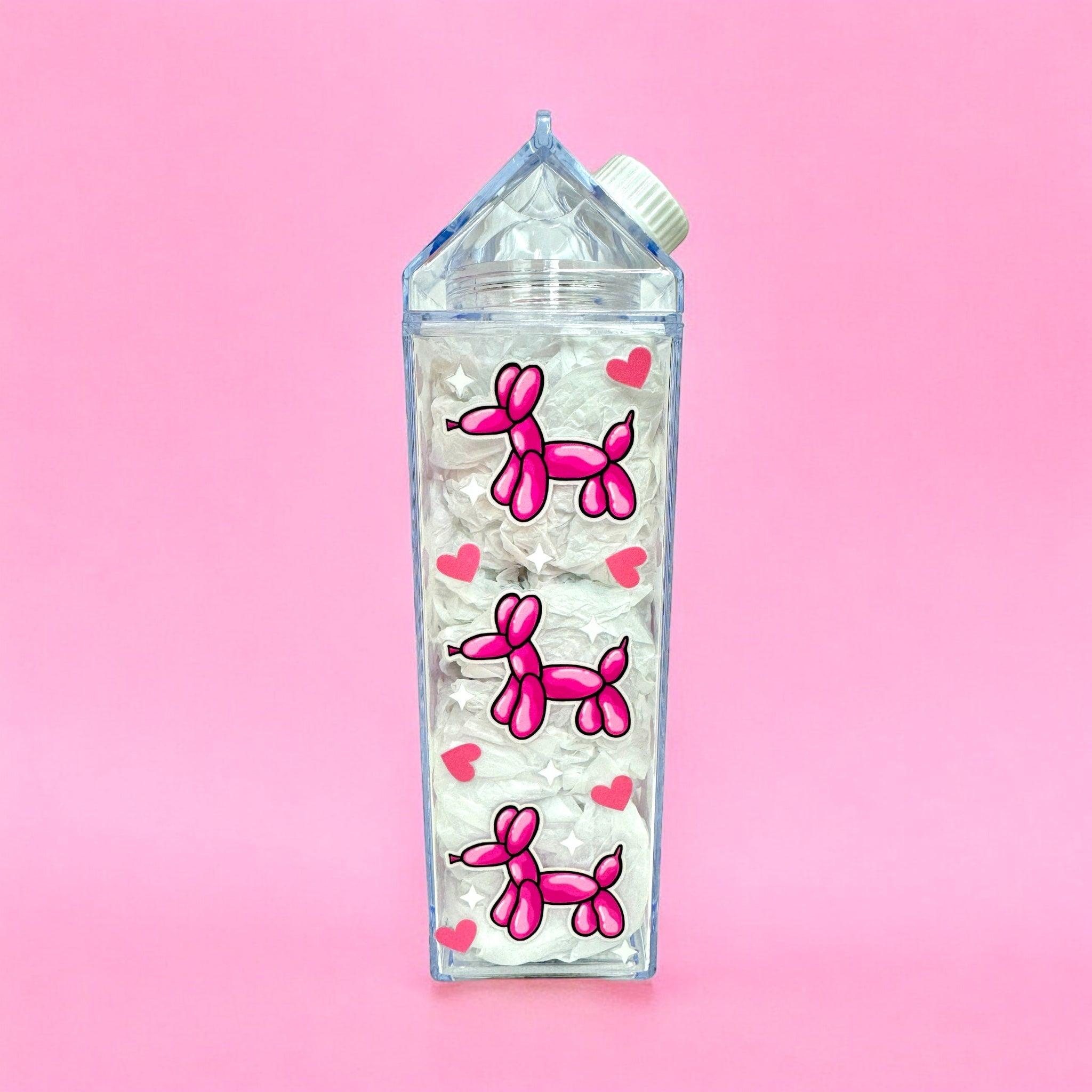 Balloon Dog Milk Carton Water Bottle 17oz