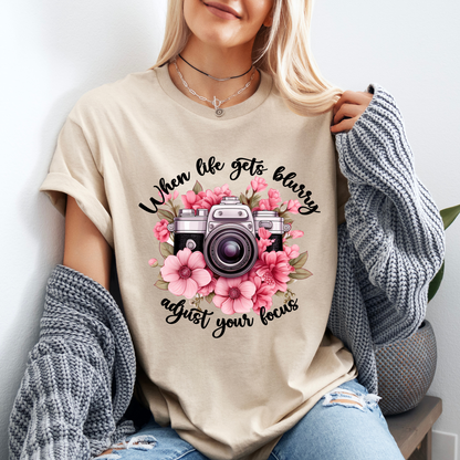 📸 Bloom & Focus Tee 🌸 | Inspirational Camera Quote Shirt