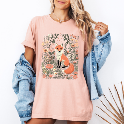 🦊🌸 Woodland Fox Tee🧣100% Organic cotton