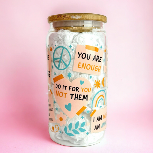 Positivity Words 16oz (455ml) Iced Coffee Glass Cup