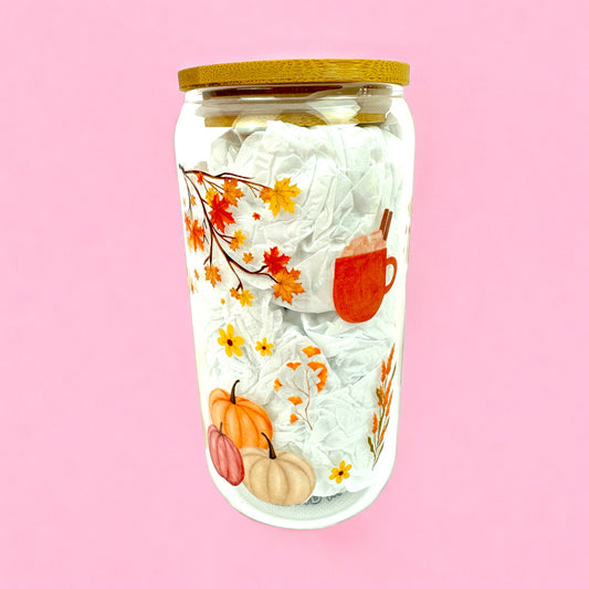 🍂 I Am an Autumn Girl and 16oz Glass Can with Bamboo Lid & Straw 🎃☕