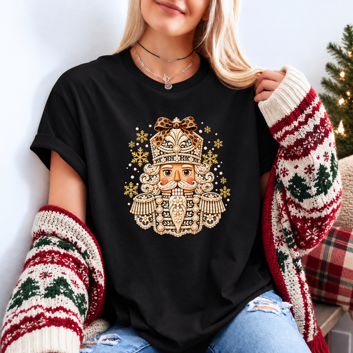✨ Golden Bloom Nutcracker❄️ Organic Cotton Christmas T-Shirt
