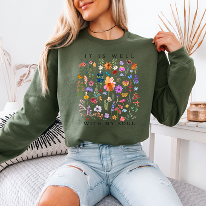 Peaceful Garden Cotton Sweatshirt