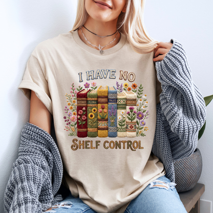 📚🌸 No Shelf Control Book Lover Floral 100% Organic Cotton T-Shirt