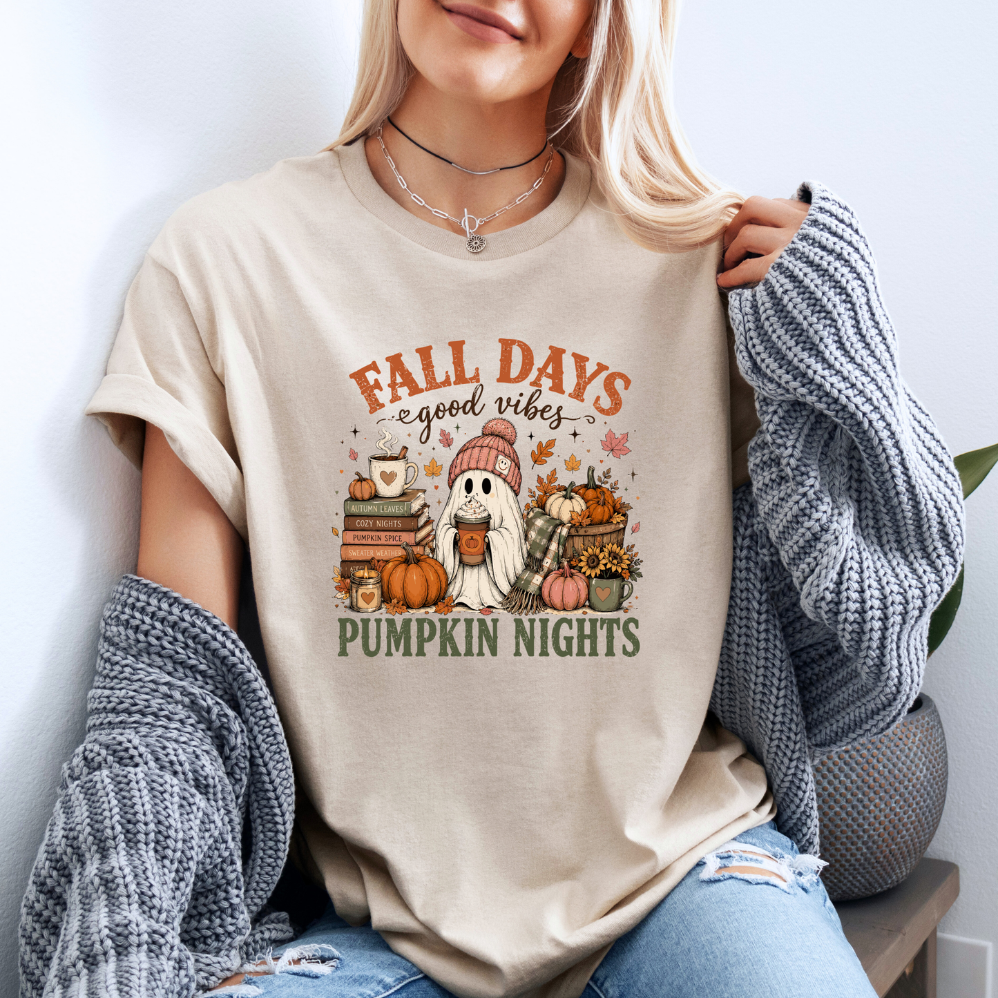 Fall Days & Pumpkin Nights Ghost T-Shirt 👻🎃🍂
