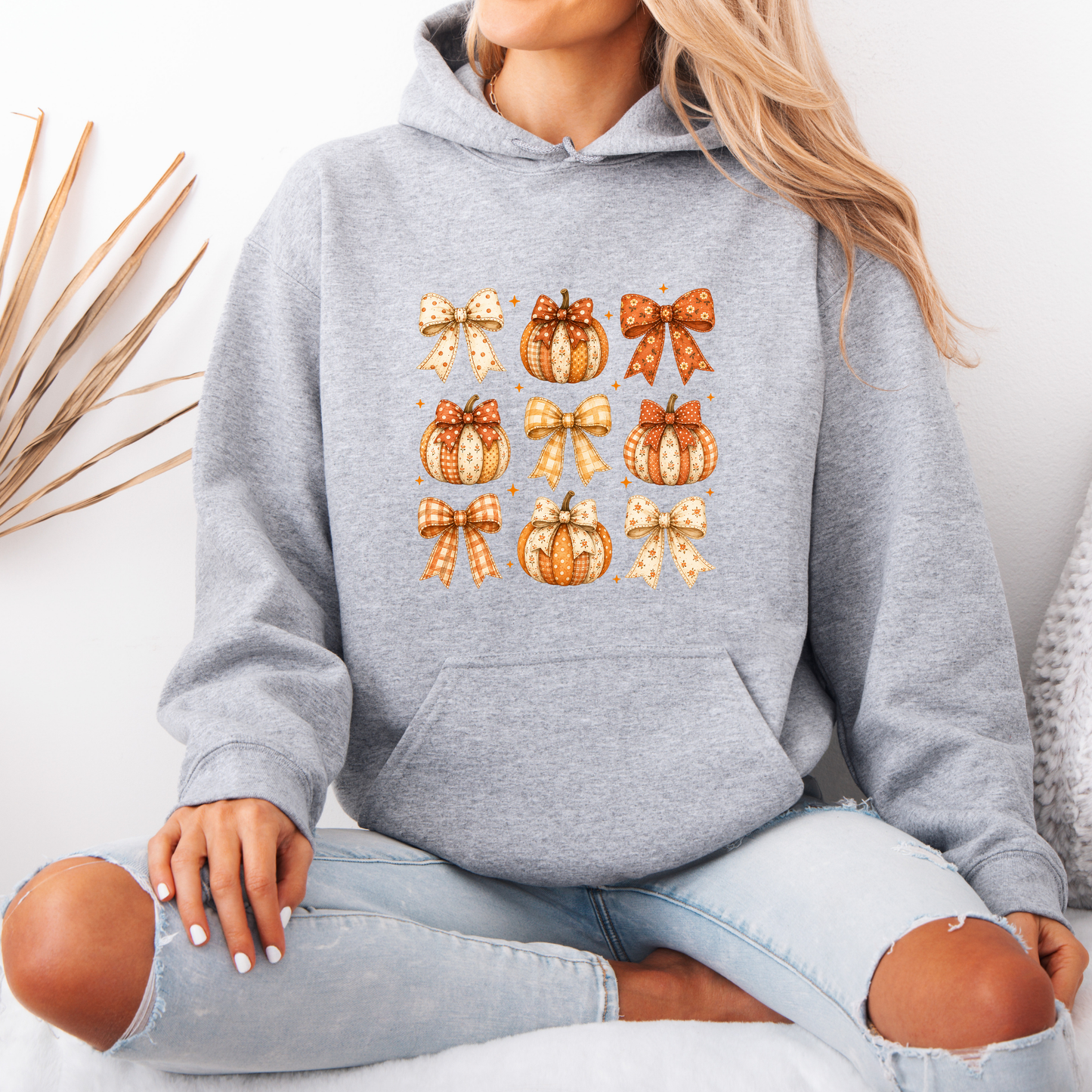 🎀🎃 Pumpkin Bows Autumn Hoodie 🍂✨