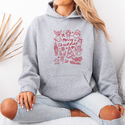 🎄 Christmas Doodles 🖊️ Luxuriously Thick Hoodie