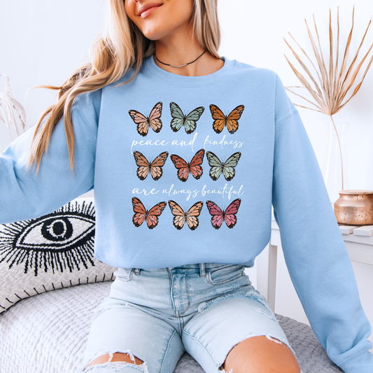 Peace & Kindness Butterfly Graphic Sweatshirt 🦋✨